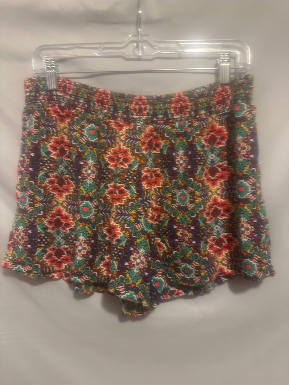 Apt. 9 Floral High-Waist Elastic Shorts - Red, Teal, Purple